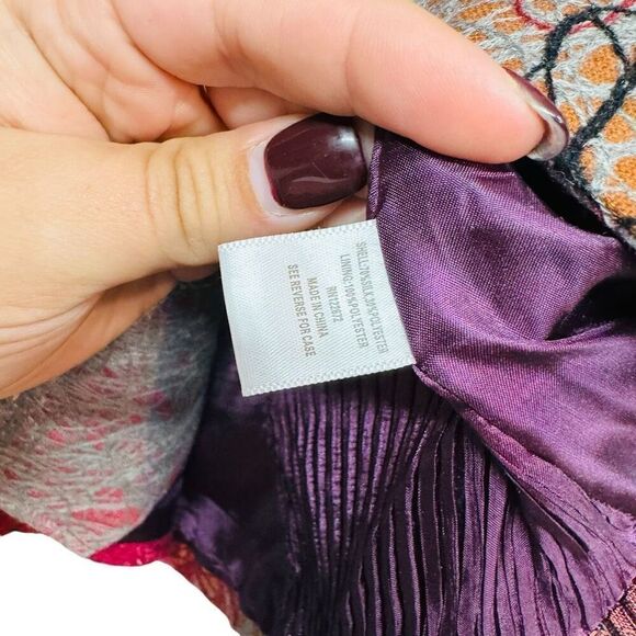 Vintage Lindi Silk-Blend Embroidered Patchwork Coat Size Small - Picture 9 of 12